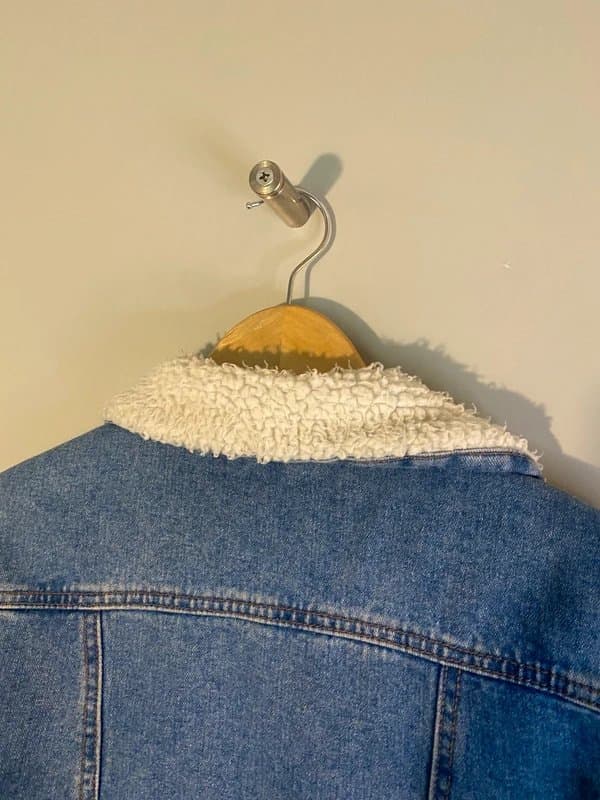 New Look Fab New Look denim jacket faux sheepskin lined shearling festivals UK6 SR006