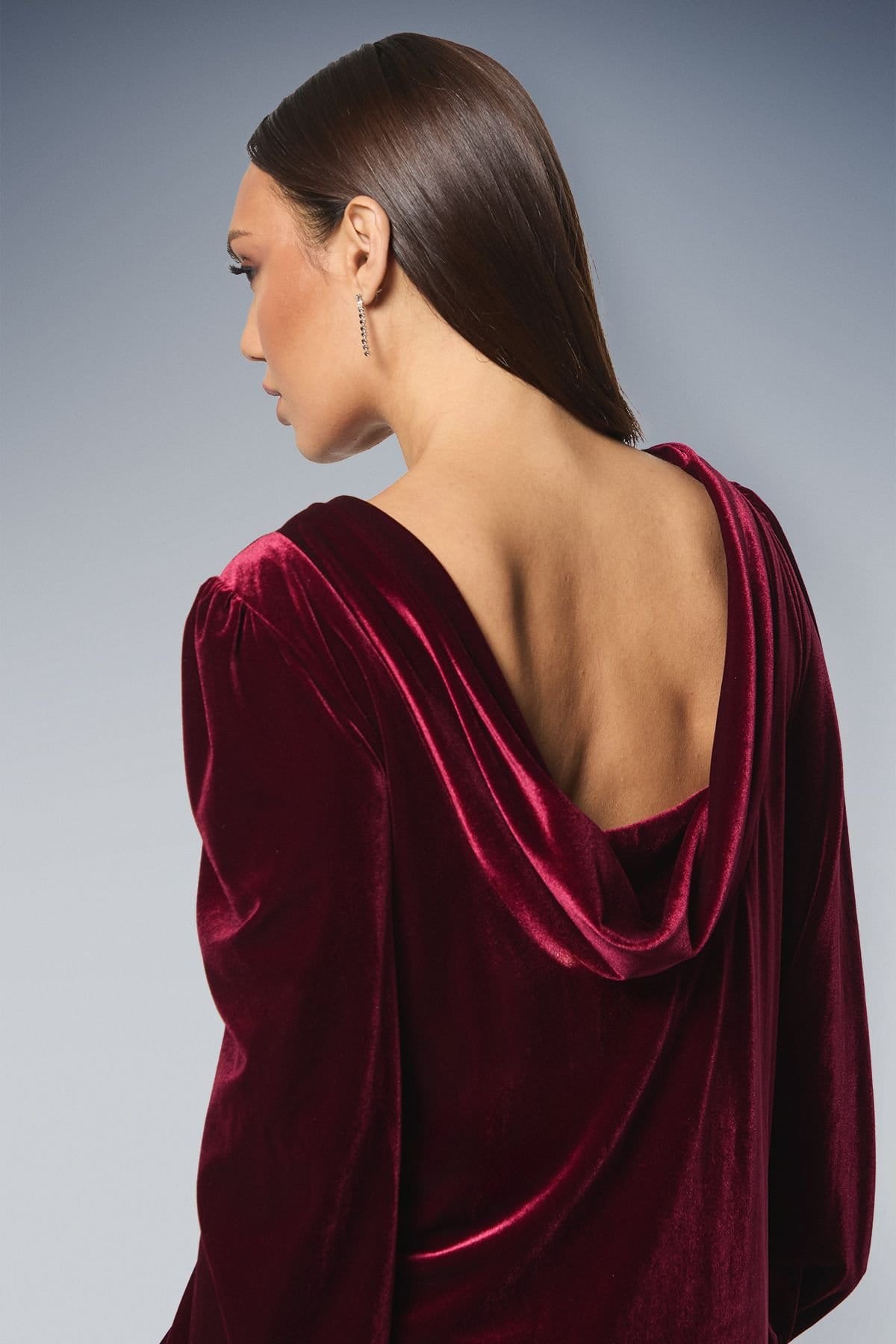 Wallis Wallis Women's Velvet Cowl Back Shift Dress in Red - 4