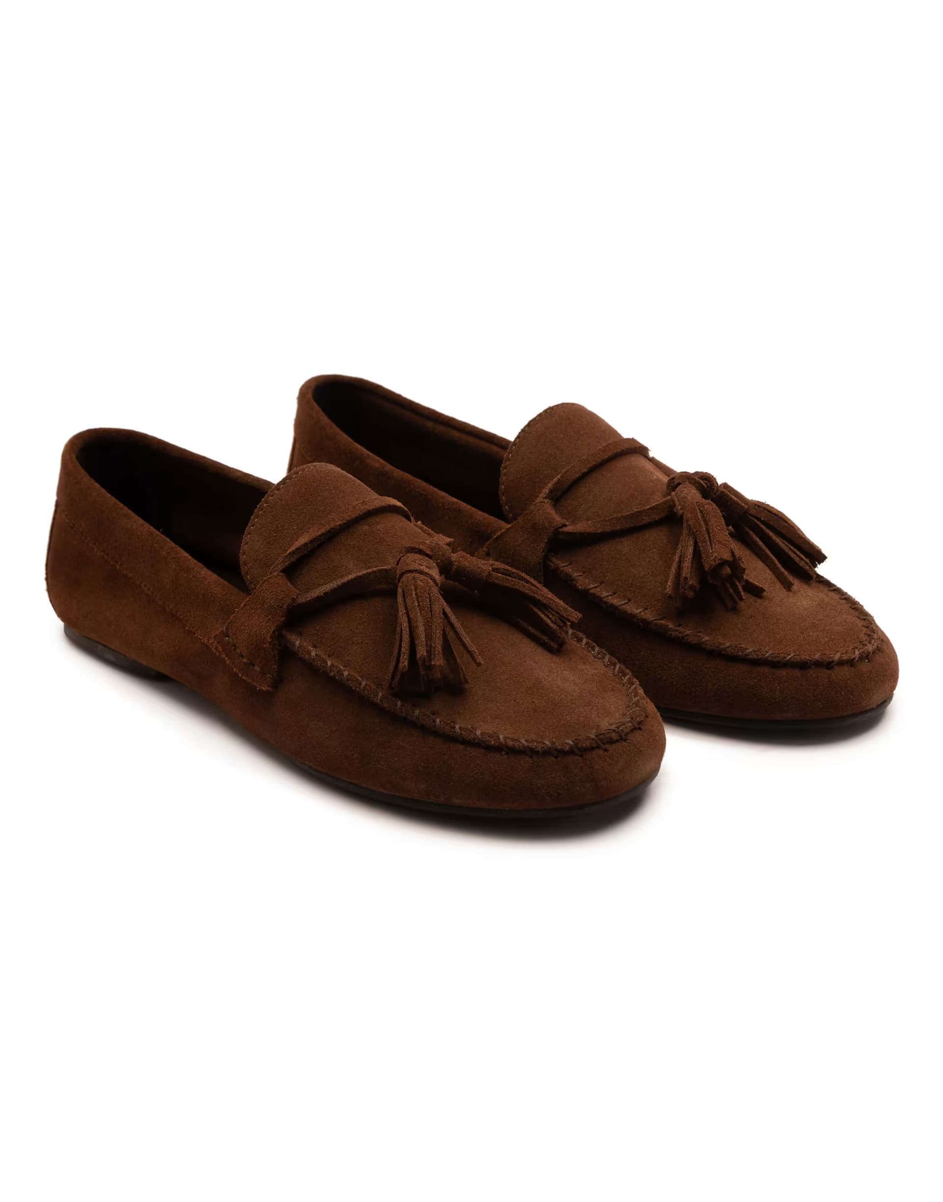 ASOS Off The Hook Walbrook suede leather tassel loafers in chocolate