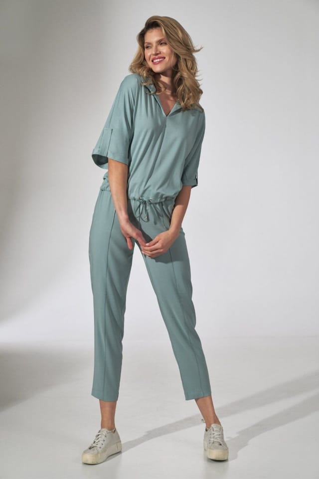 Love Lace Love Lace Women's Mint Kimono Blouse Heart Neckline Drawstring in Green - 2