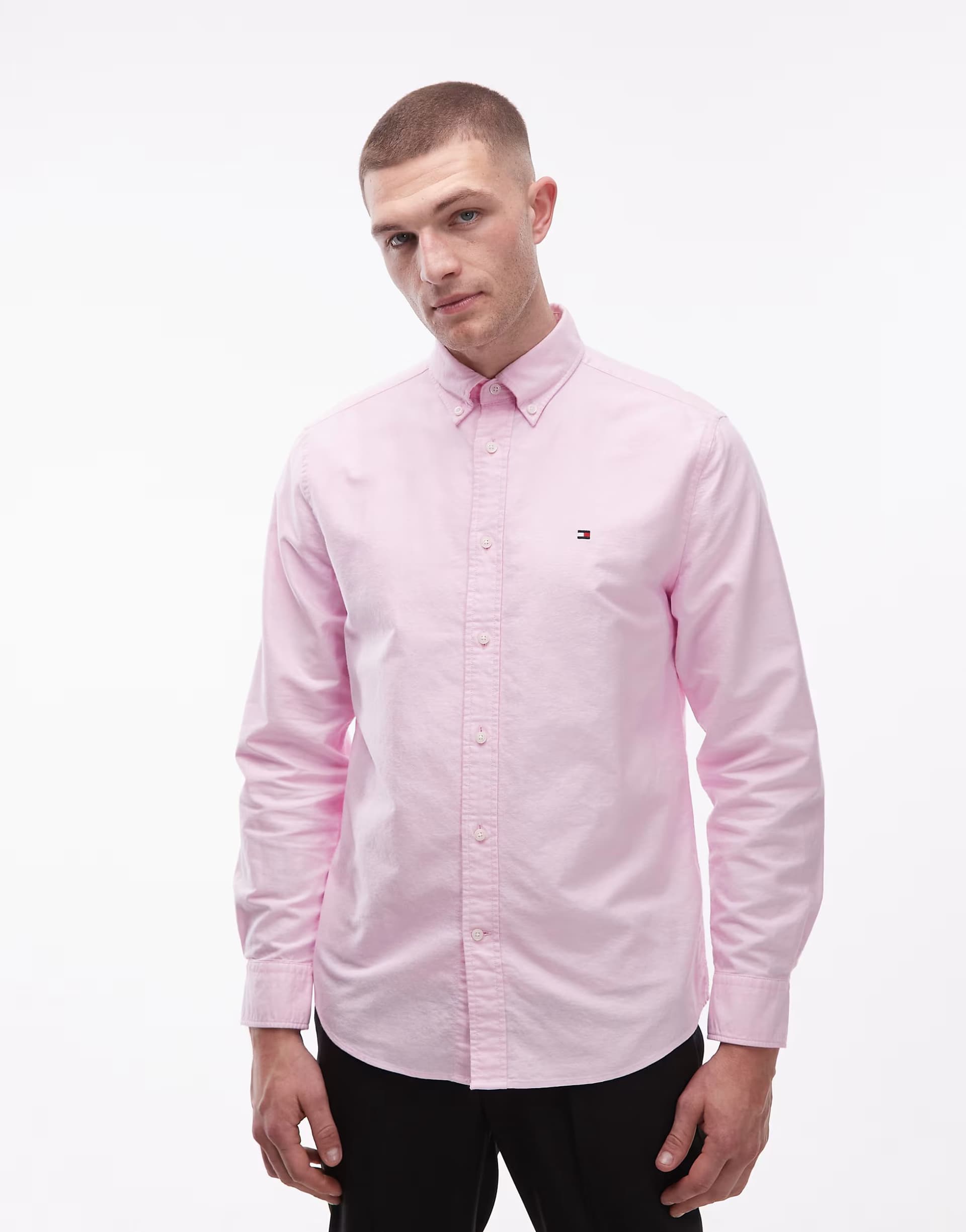 ASOS Tommy Hilfiger heritage oxford long sleeve shirt in pink