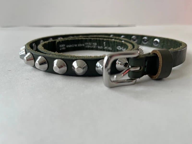 Topshop Topshop Hunter Green Studded Leather Belt- Size S