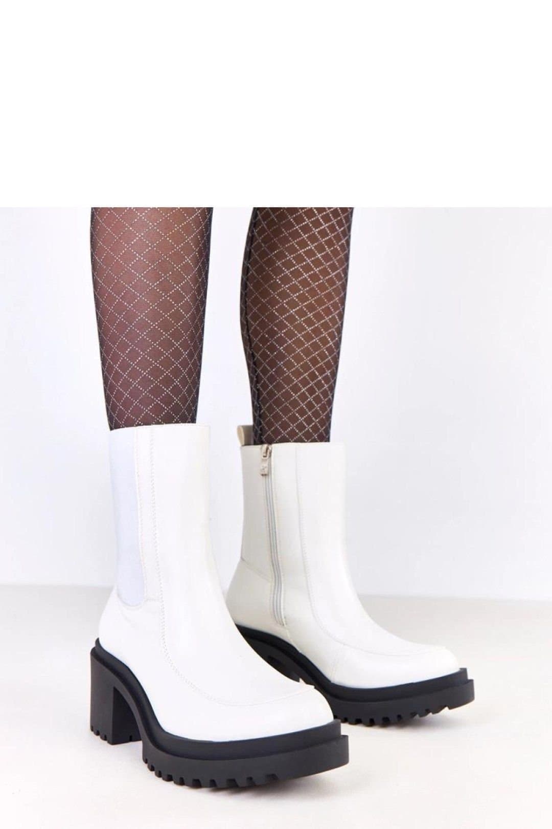 Love Lace Love Lace White Synthetic Ankle Heel Boots with Warm Lining