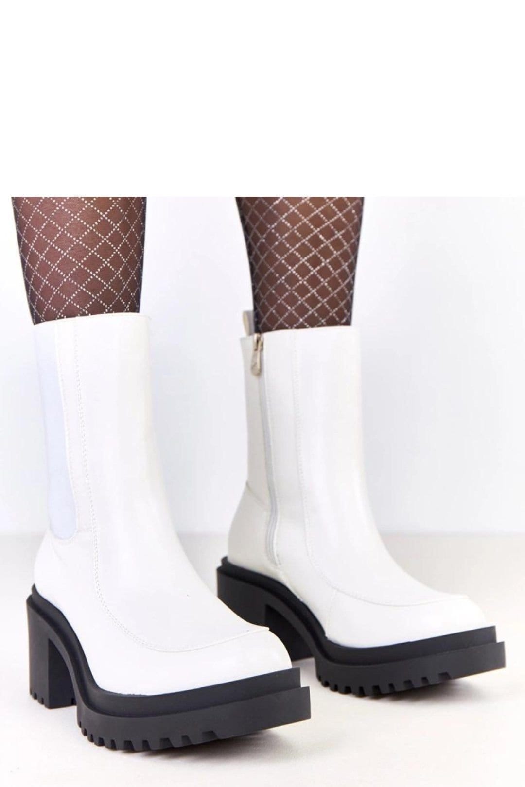 Love Lace Love Lace Women's Stylish Ankle Heel Boots with Warm Lining & Elastic Sides in White - 4