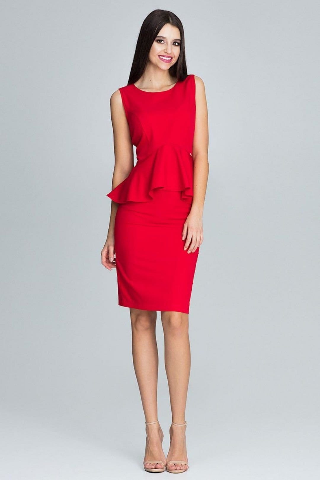 Love Lace Red Frill Peplum Dress & Blouse Set