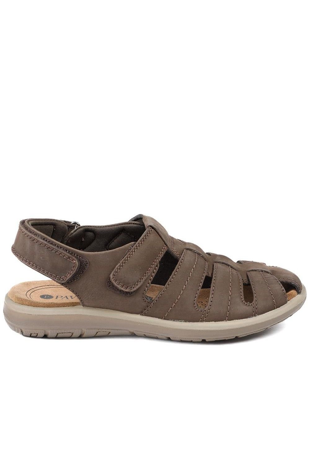 Pavers Pavers Men's Dual Adjustable Fasten Leather Sandals in Brown - 2