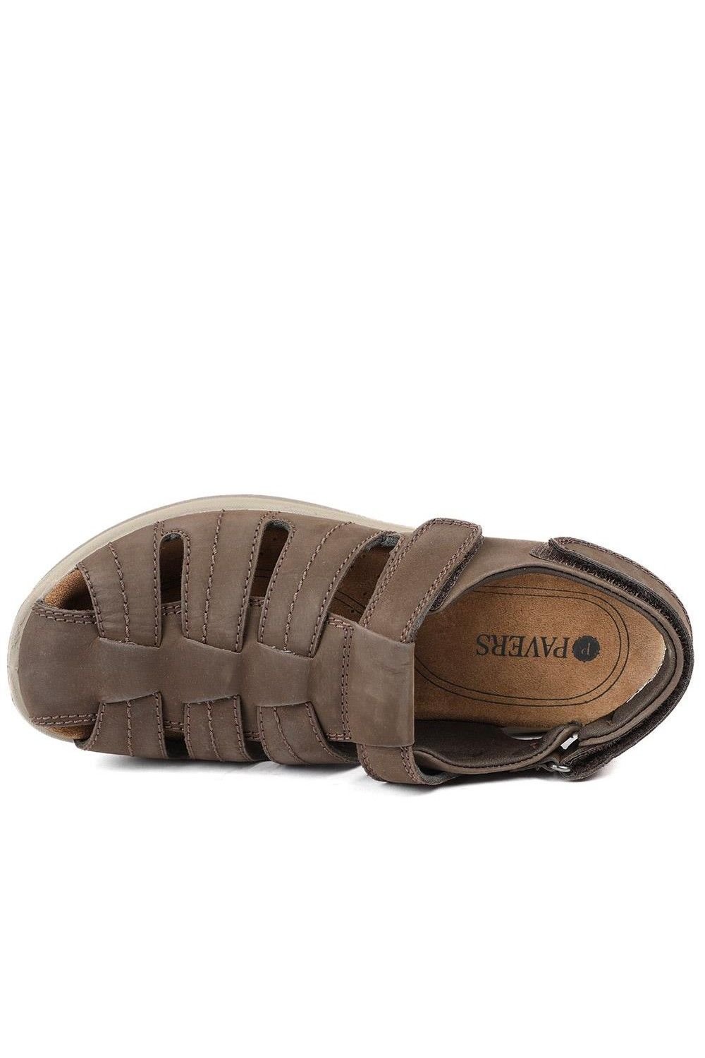 Pavers Pavers Men's Dual Adjustable Fasten Leather Sandals in Brown - 4