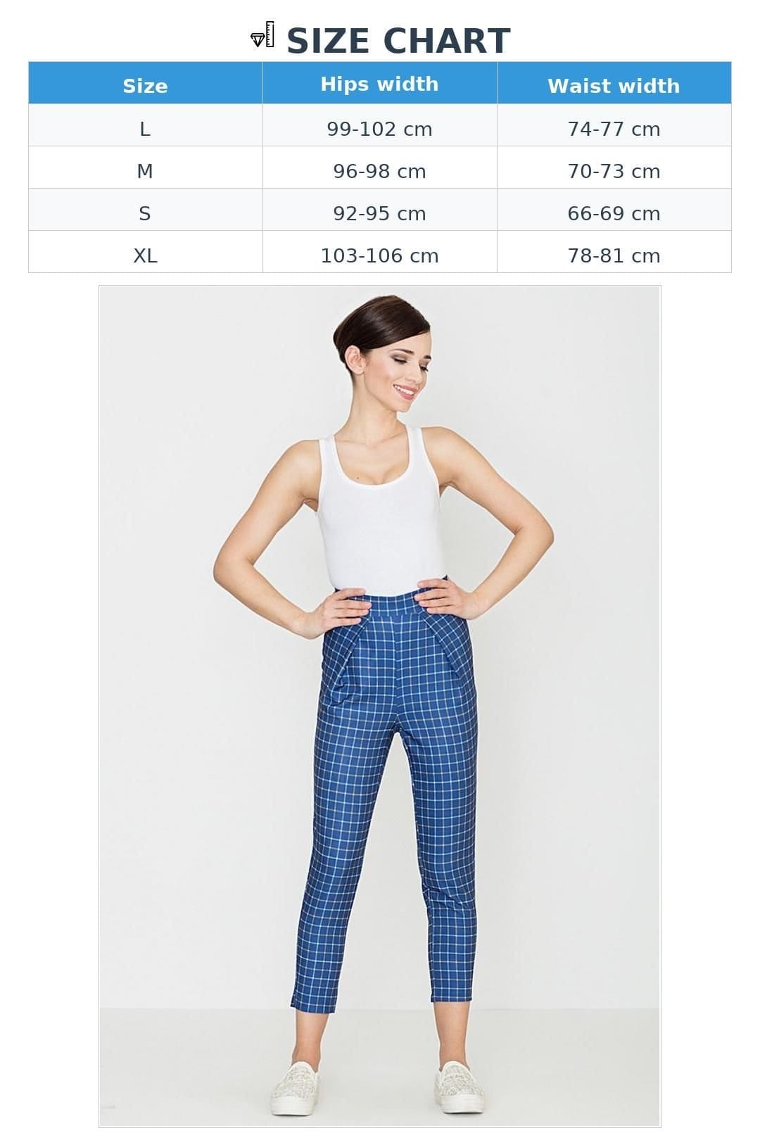 Love Lace Love Lace Women's Loose Fit Retro Check High Waist Trousers in Blue - 4