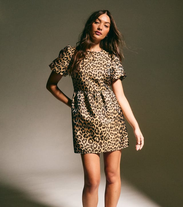 New Look Women's Brown Leopard Print Jacquard Mini Dress New Look - 3