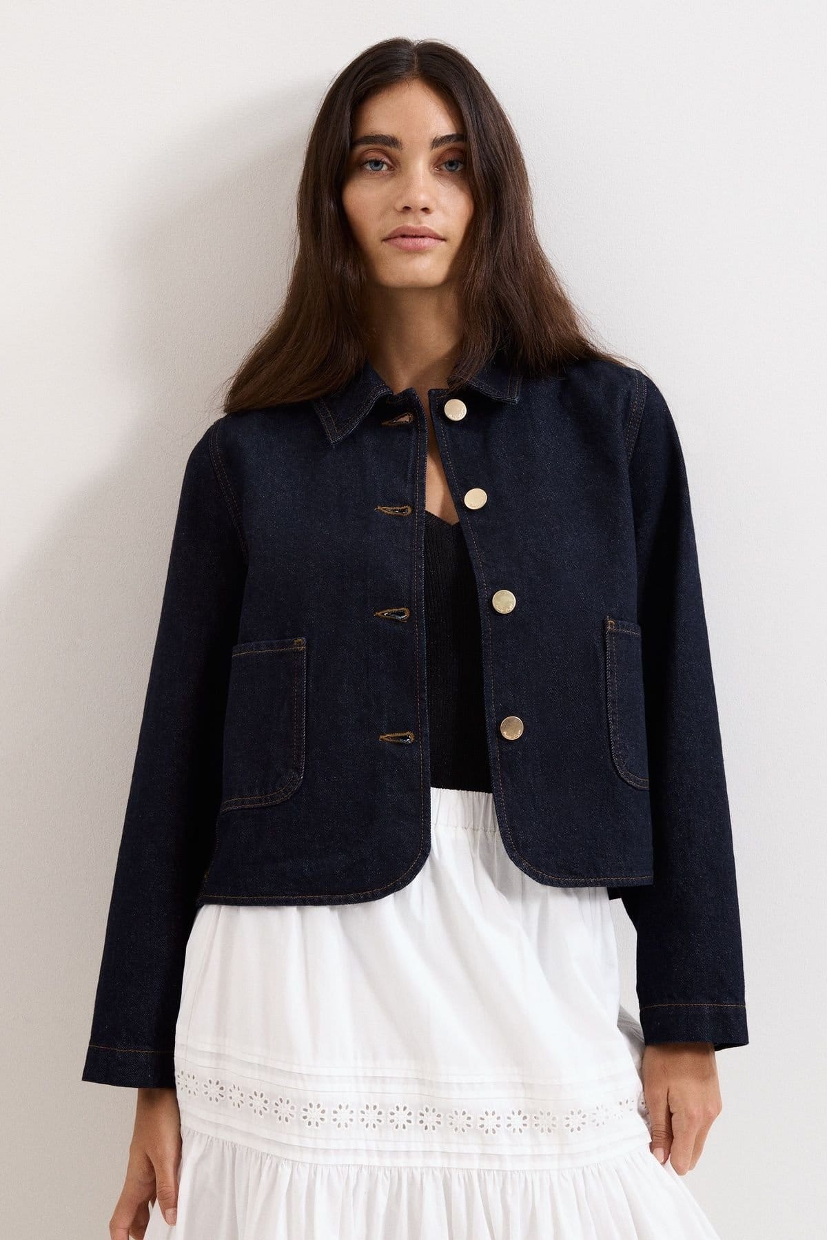 Phase Eight Phase Eight Women's Indira Button Front Denim Jacket in Dark Navy - 1
