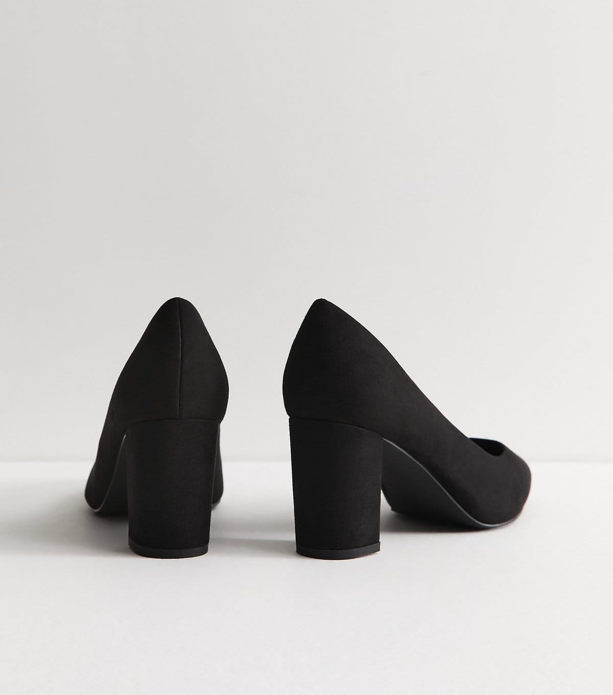 New Look Women's Wide Fit Black Faux Suede Pointed Toe Court Shoes Vegan New Look - 4