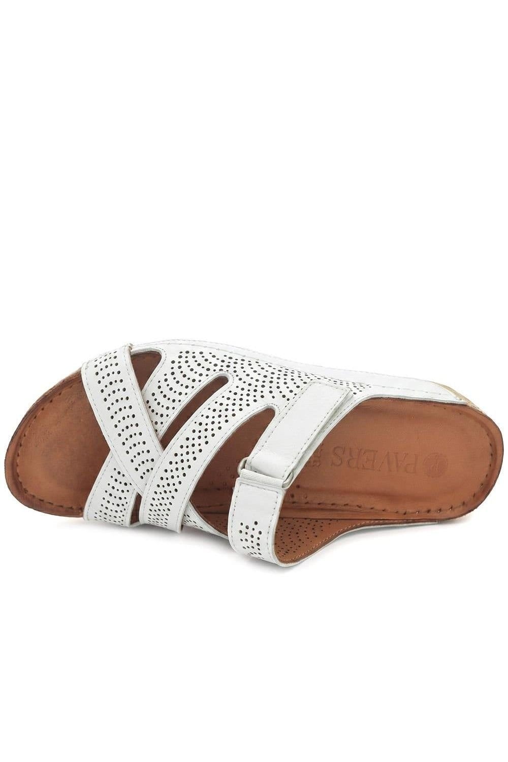 Pavers Pavers Women's Leather Cut-Out Adjustable Strap Sandals in White - 4