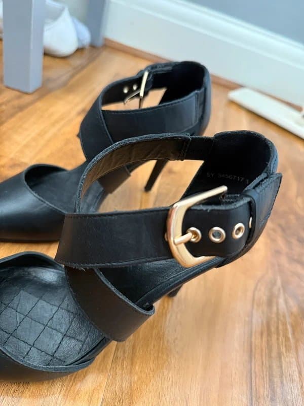 New Look new look black strappy pointed heels size 3