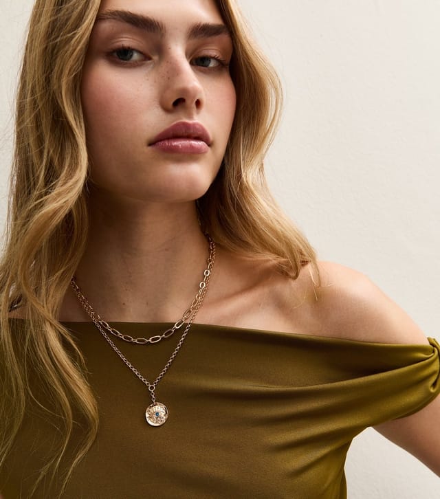 New Look 2 Layer Chain Eye Charm Necklace New Look - 2