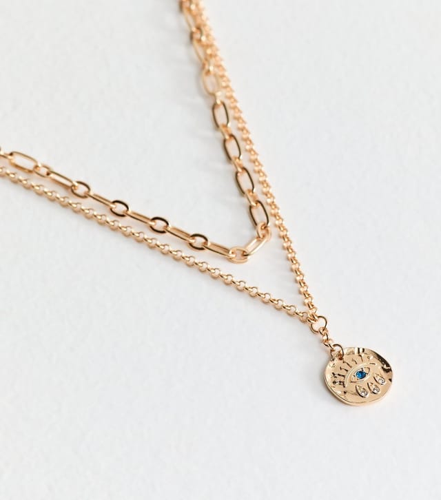 New Look 2 Layer Chain Eye Charm Necklace New Look - 3