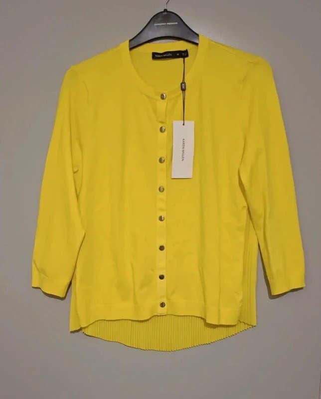 Karen Millen Karen Millen Yellow Pleated Back 3/4 Sleeve Length Cardigan - size M