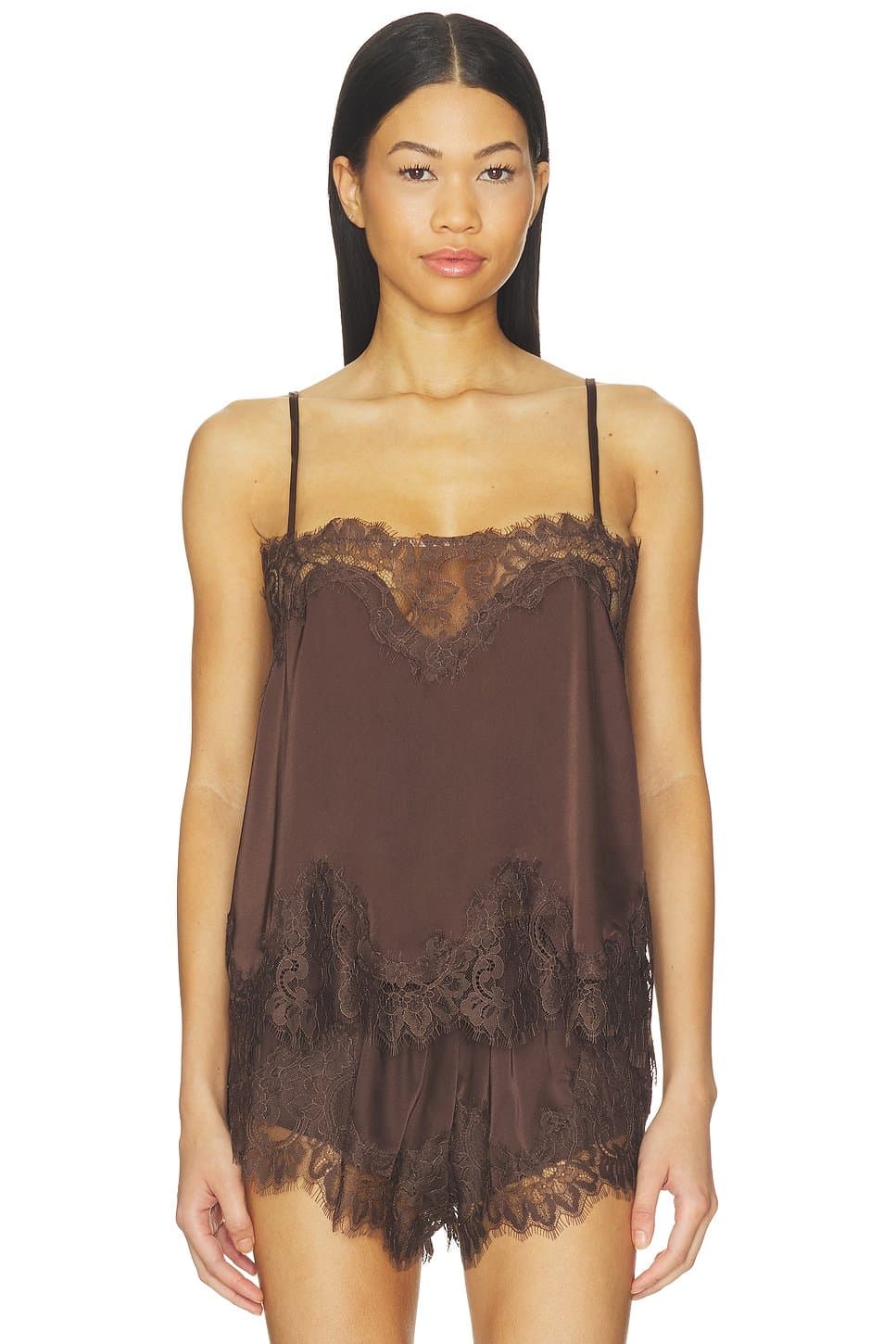 revolve Revolve Espresso Lace Camisole Top