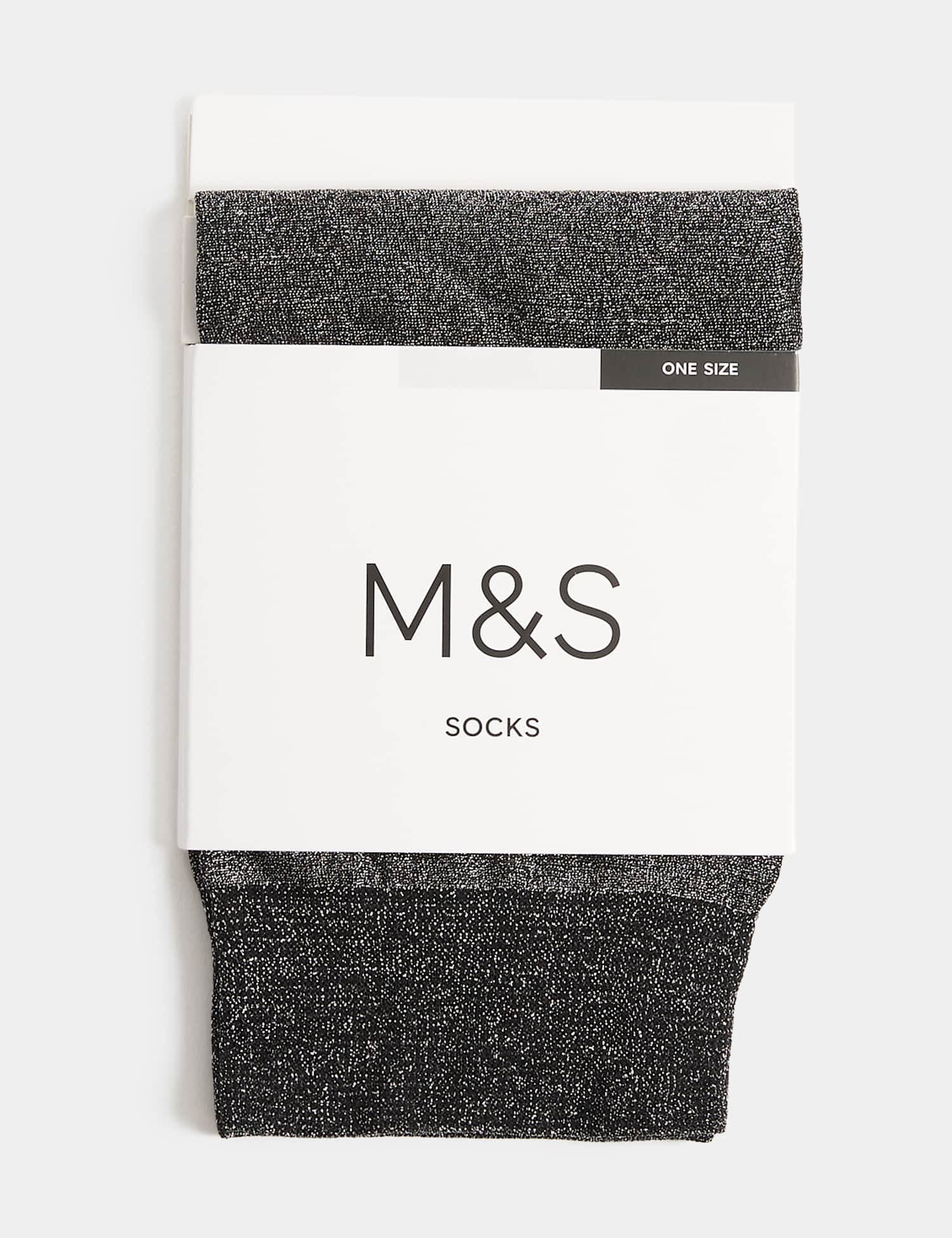 Marks & Spencer M&S Sparkle Sheer Ankle Highs Black Mix