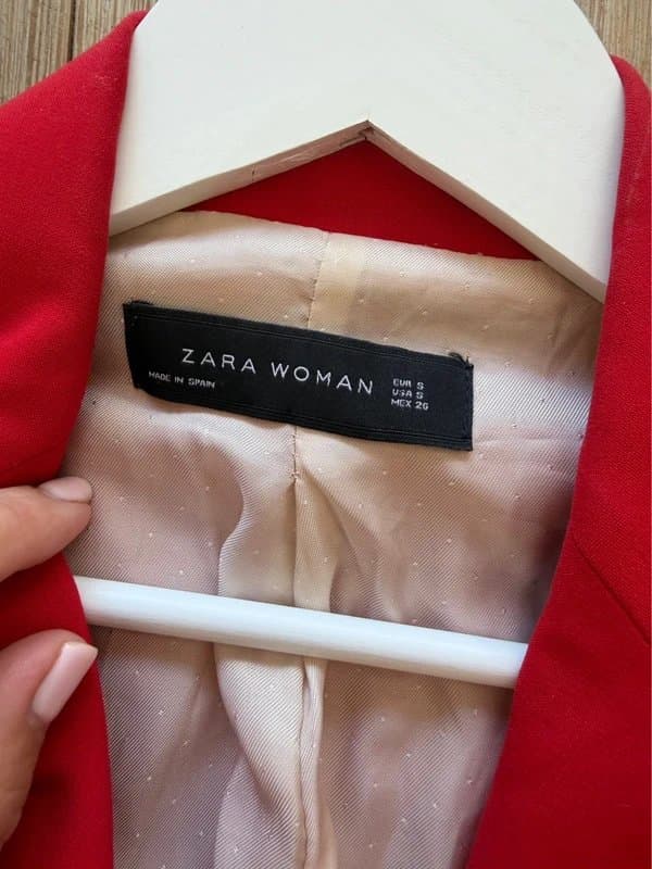 Zara Woman 🌸Zara Woman Red Tailored Blazer Puff Shoulder Single Button Jacket UK 8