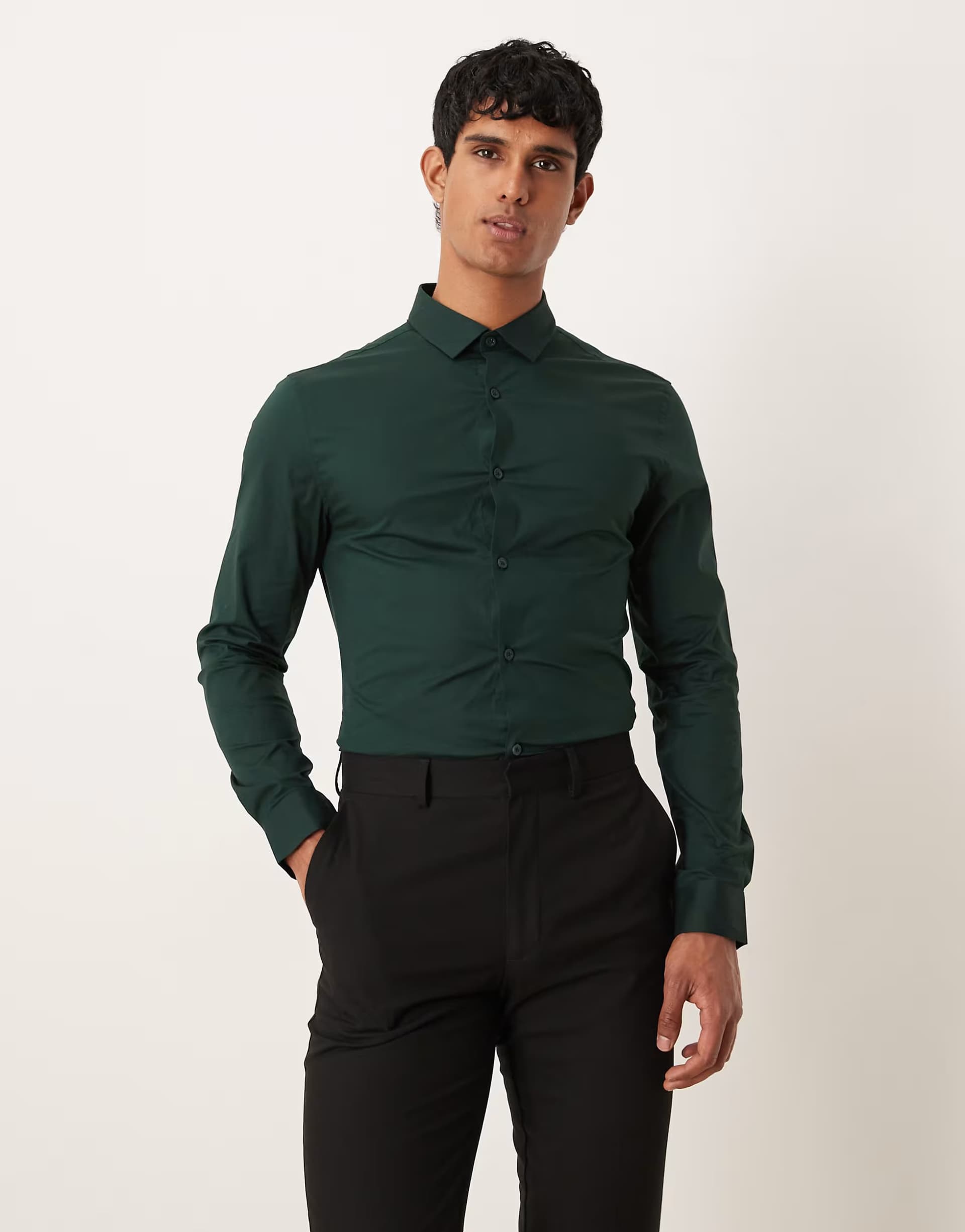 ASOS ASOS DESIGN formal skinny shirt in pine green