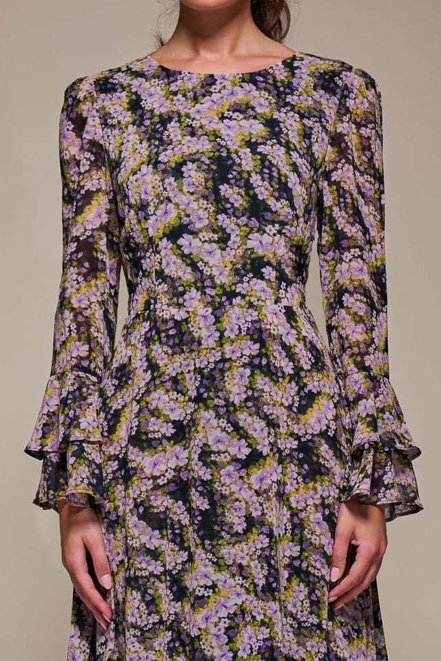 Jolie Moi Jolie Moi Women's Long Sleeve Chiffon Frill Midaxi Dress - 3