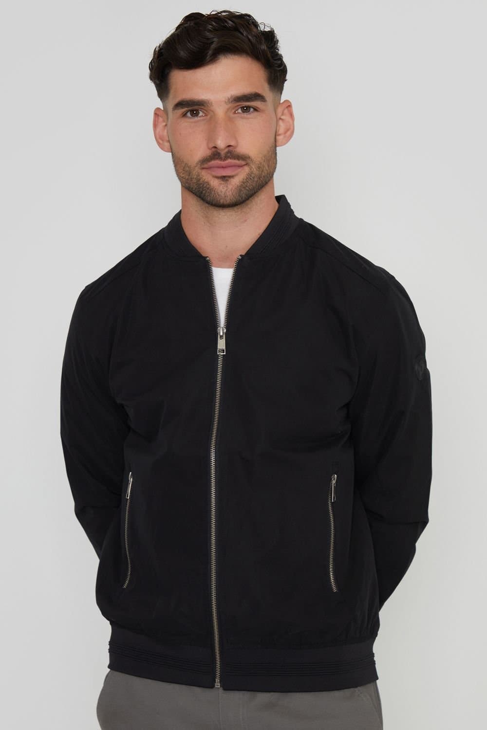 Threadbare Threadbare Men's 'Predict' Showerproof Classic Bomber Jacket in Black