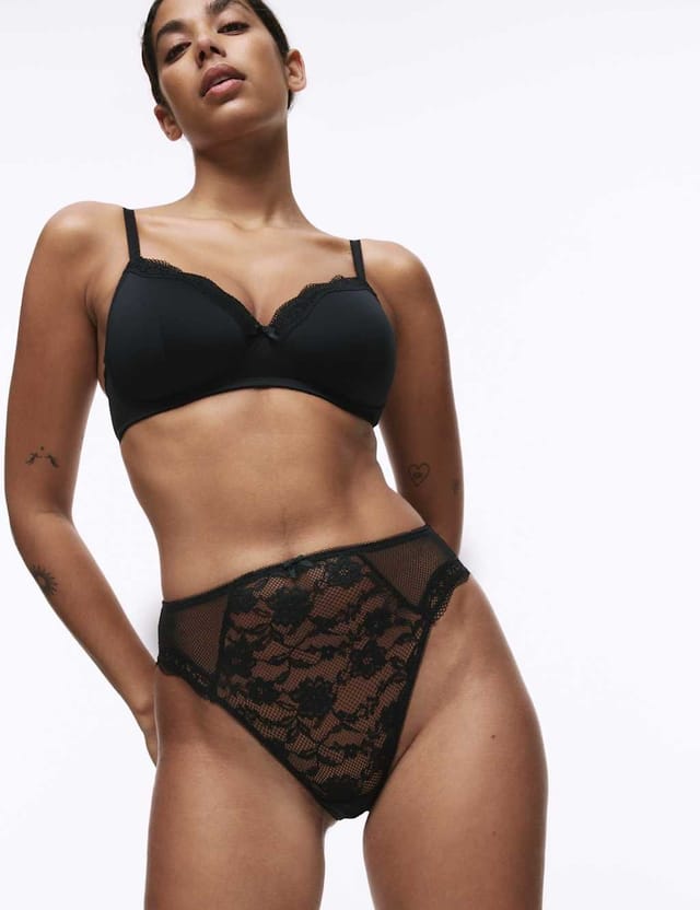 Marks & Spencer M&S 3pk Jasmine Lace High Waisted High Leg Knickers Black - 2