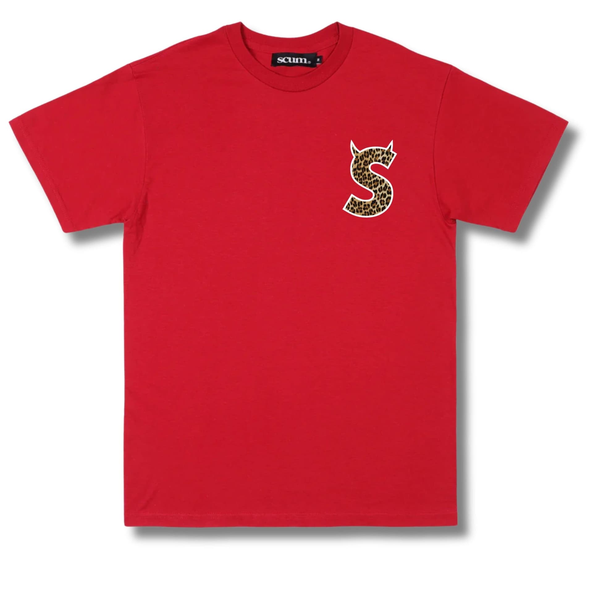 Scum Scum Men's S Diablo Leopard Print T-Shirt in Red