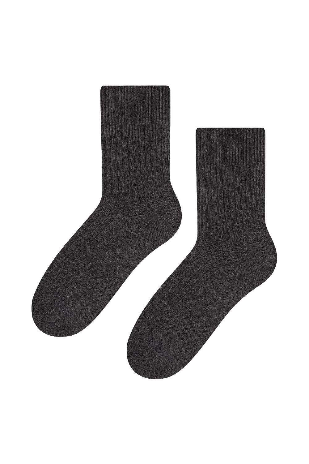 Steven Steven Men's Wool Dress Knitted Ribbed Mid-Calf Warm Socks for Winter in Charcoal - 2