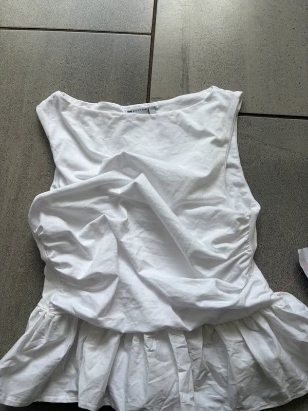 ASOS White Ruched Peplum Top