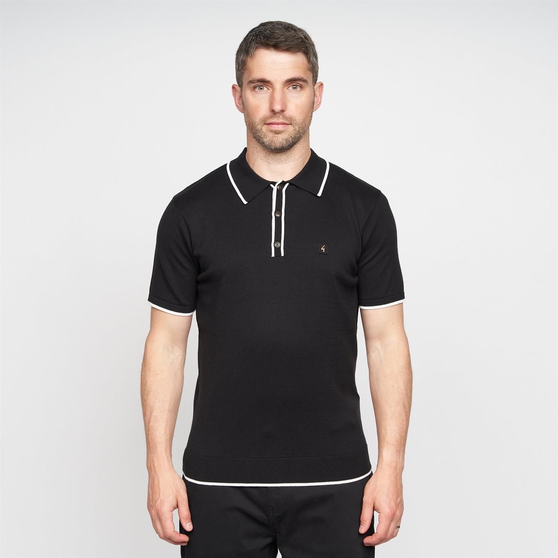 Gabicci Men's Lineker Knitted Polo in Black