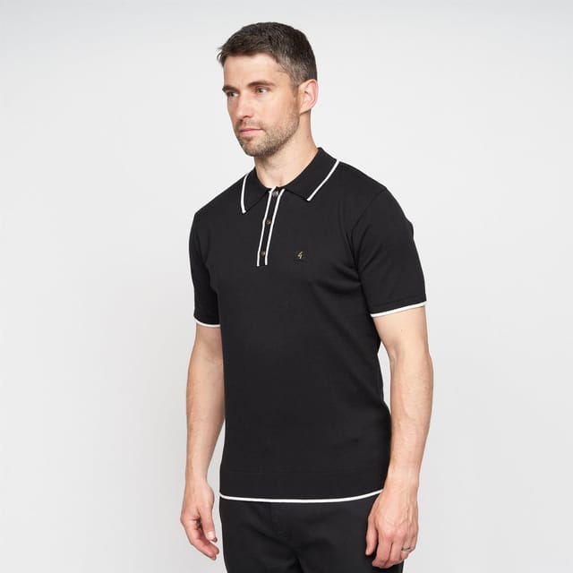 Gabicci GABICCI Men's Lineker Knitted Polo in Black - 2