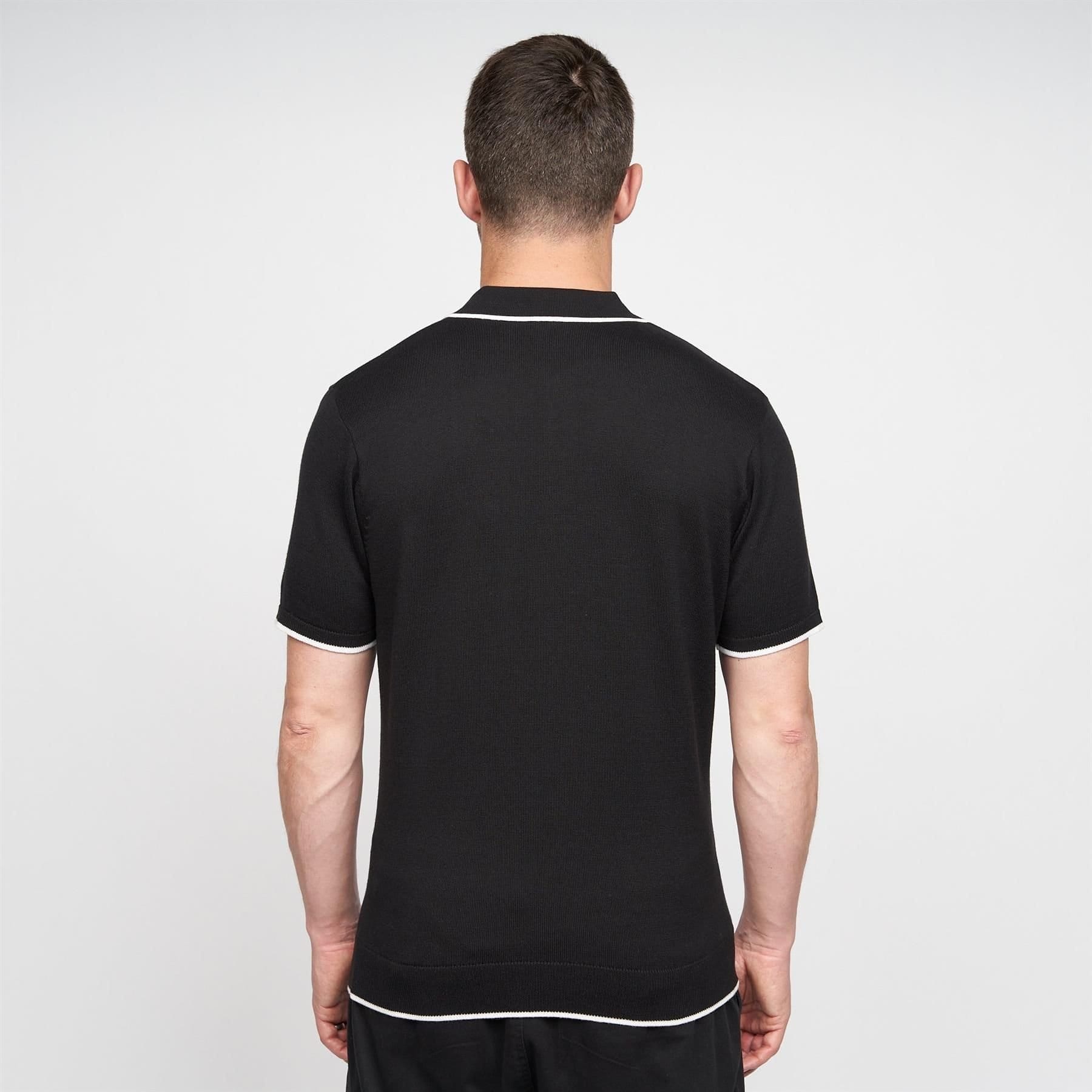 Gabicci GABICCI Men's Lineker Knitted Polo in Black - 4