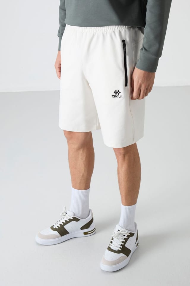 Tommy Life Tommy Life Men's Regular-fit Knit Sweat Shorts in Off-White - 3
