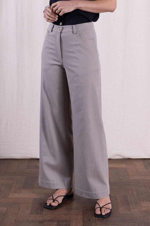 Nomads Clothing Nomads Clothing Women's Women Cotton Drill Wide Leg Trousers in Stone - 2