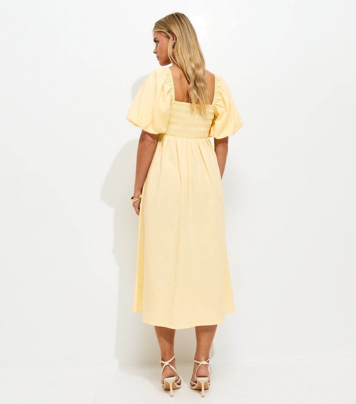 New Look Women's Petite Light Yellow Button Through Milkmaid Midi Dress New Look - 4