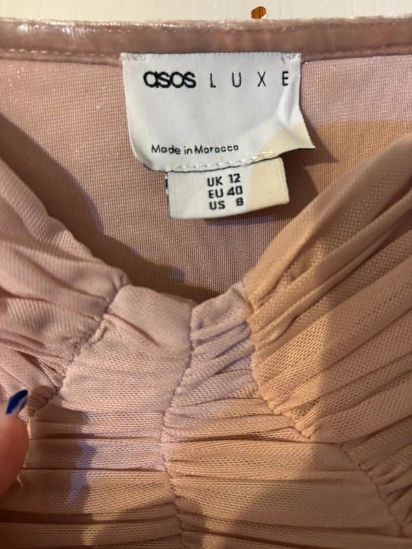 ASOS BNWOT Asos Luxe Size 12 Pale Rose Pink Velvet Feel Strappy Top