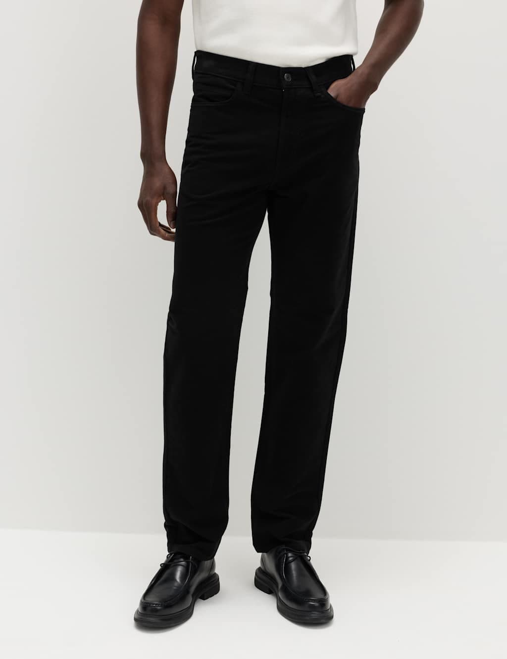 Marks & Spencer M&S Black Moleskin Straight Fit Trousers