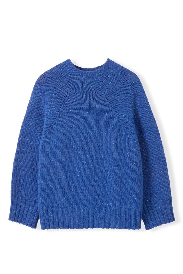 Celtic & Co Celtic & Co Women's Kilcarra Tweed Funnel Neck Sweater in Cobalt - 2