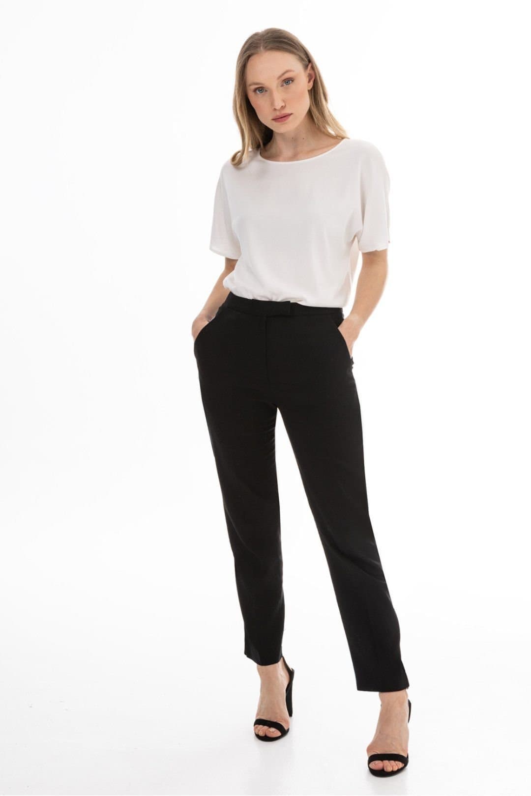 Love Lace Love Lace Black Linen High Waist Pleated Trousers