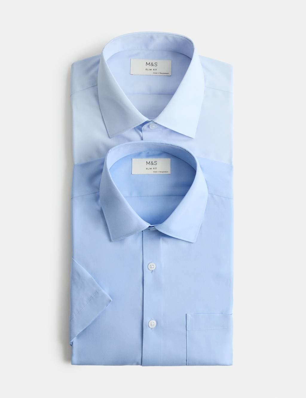 Marks & Spencer M&S 2 Pack Slim Fit Easy Iron Shirts Blue Mix