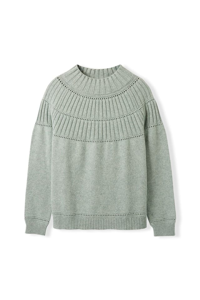 Celtic & Co Celtic & Co Women's Rib Stitch Yoke Oversized Jumper in Mint - 2