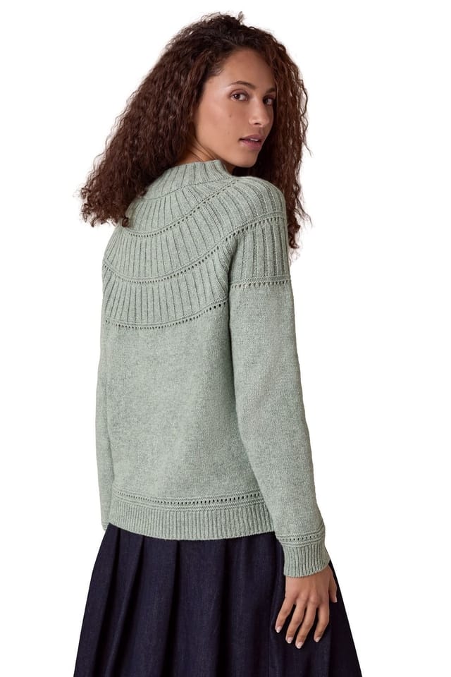 Celtic & Co Celtic & Co Women's Rib Stitch Yoke Oversized Jumper in Mint - 3