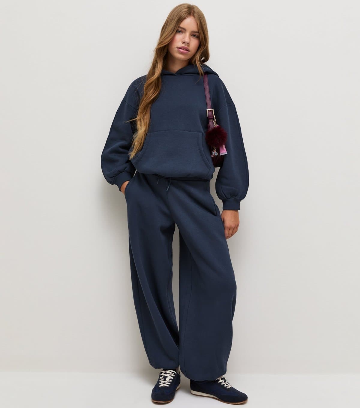 New Look Girls' Navy Cotton Rich Slouchy Fit Joggers New Look