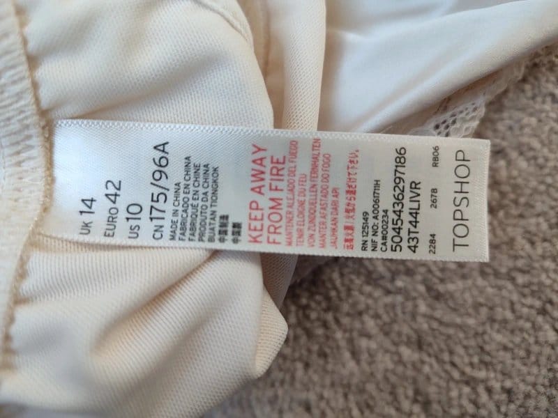 Bnwt Topshop cream lace trim bra size 14