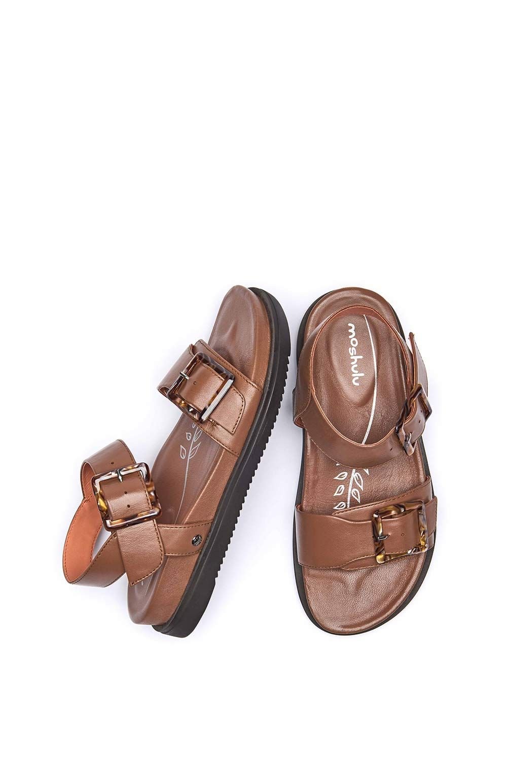Moshulu Moshulu Women's 'Newark 2' Colourful leather buckle sandals in Tan - 2