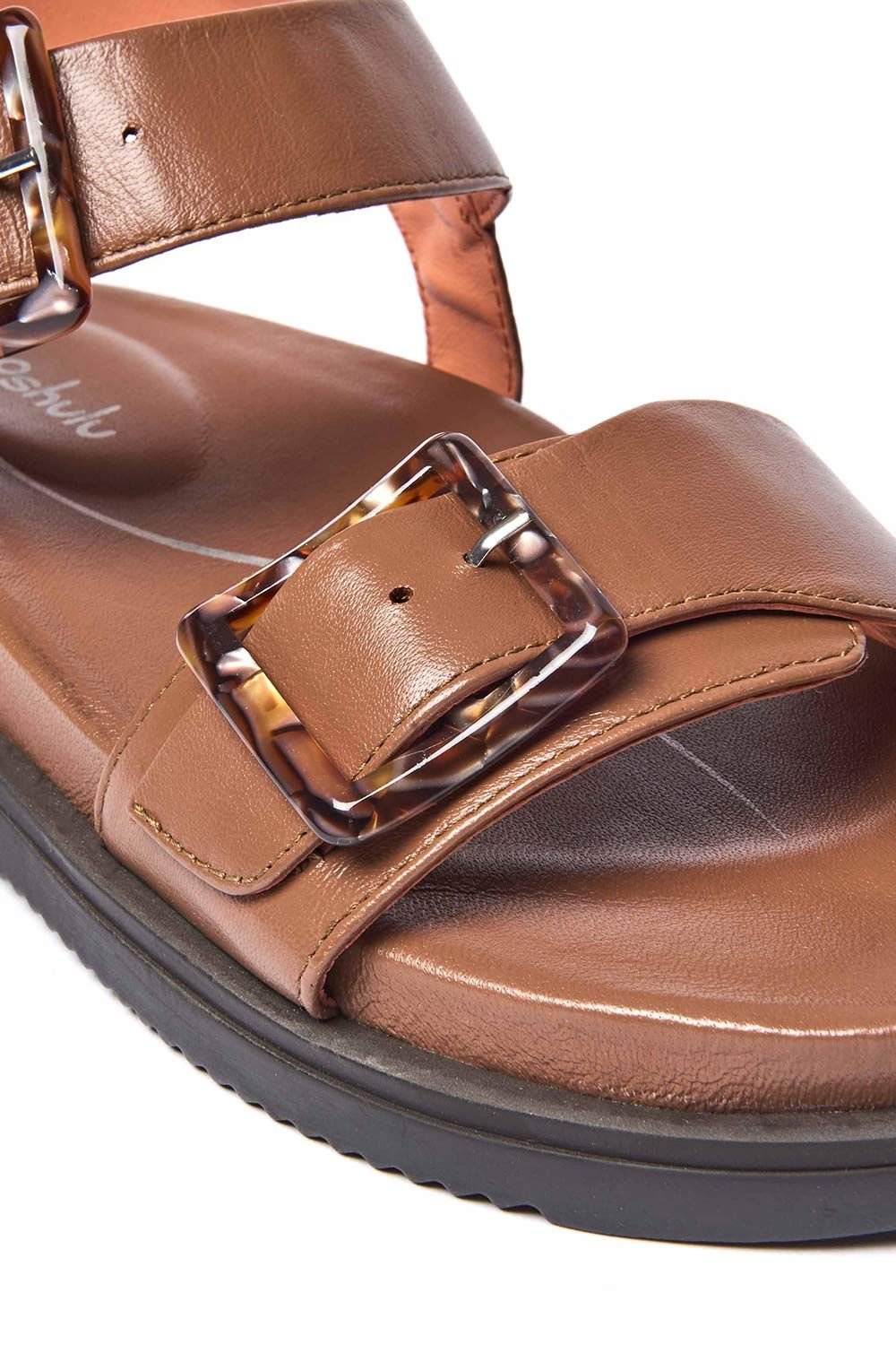Moshulu Moshulu Women's 'Newark 2' Colourful leather buckle sandals in Tan - 3
