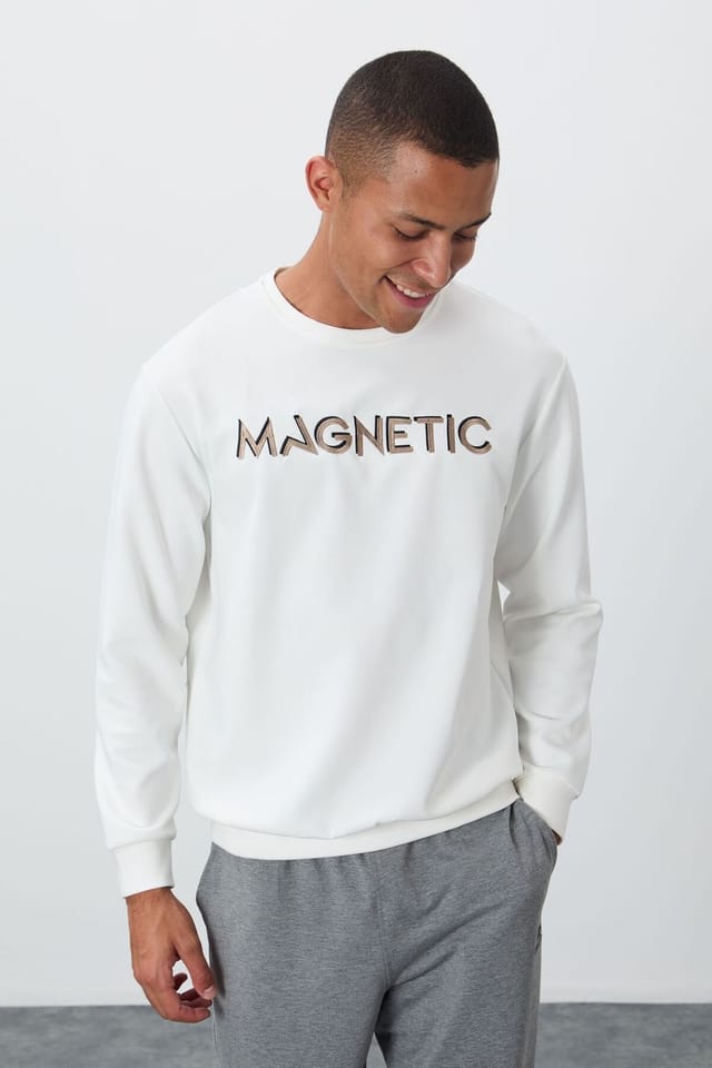 Tommy Life Tommy Life Men's Printed Crew Neck Sweatshirt in White - 2