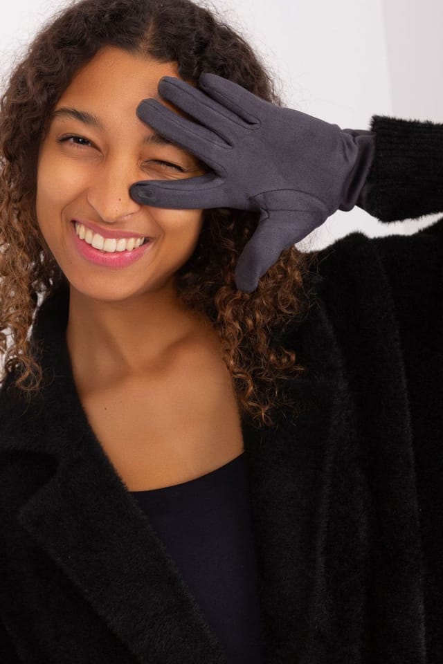 Love Lace Love Lace Women's Elegant Touchscreen Insulated Gloves with Flower Embroidery Detail in Grey - 2
