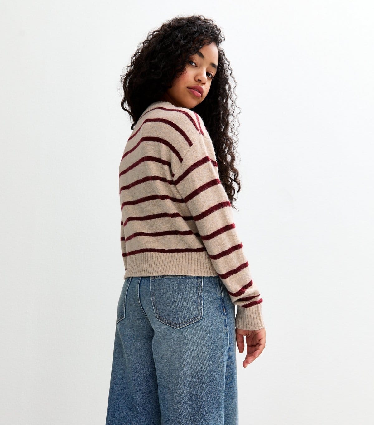 New Look Girls' Cream Striped Crew Neck Cardigan New Look - 4